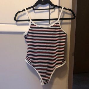 Red white and blue spaghetti strap bodysuit
